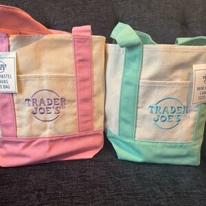 Trader Joe's Pastel Canvas Tote Bags